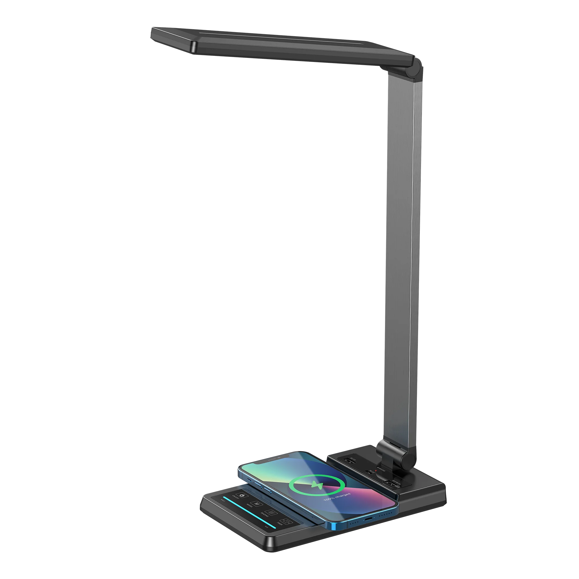 PD QC3.0 18W 2USB Type-C 15W Wireless Charger Touch Control Adjustable Desk LED Light Adjustable Angle Aluminum Alloy Table Lamp