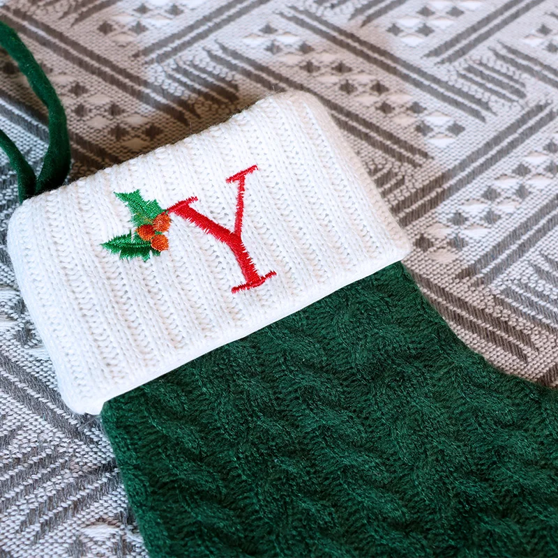Factory Wholesale Christmas Fluffy Cotton Woven Stockings With Decorative Festive Knit Christmas Socks Gift  Bag