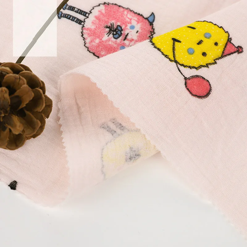 
Plaid Printed Cotton Crepe Fabric for Patchwork Breathable Double Gauze Cotton Seersucker Fabric for DIY Sewing Baby Cloth Mask 