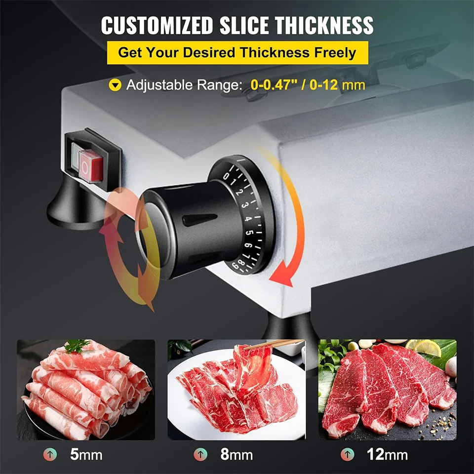 HBS250 Commercial Meat Slicer, 240W Electric Deli Food Slicer, 10 inch Blade Electric Food Slicer for Commercial