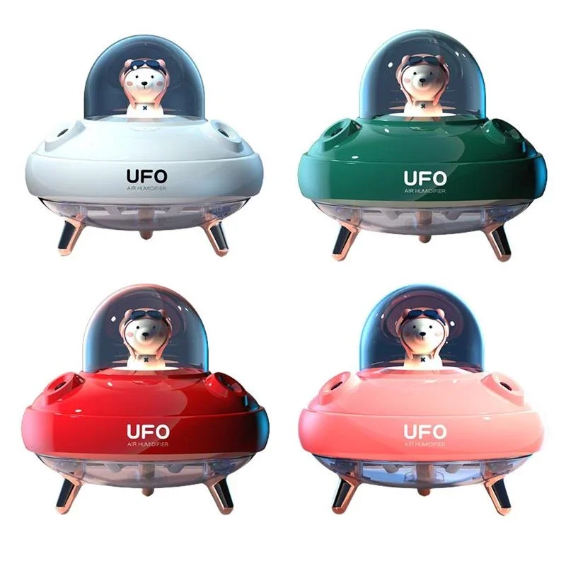 New Arrival 400ml UFO Double Nozzle Ultrasonic Air Humidifier USB rechargeable portable Cool Mist Humidifier