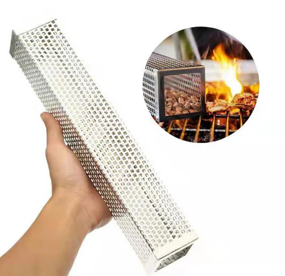 Hexagon shape 12 inch 304 cold smoker generator bbq grill mesh tray basket stainless steel wood pellet smoker