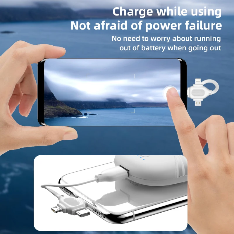 Portable Wireless Magnetic Power bank universal Twins 2 in 1 8000mah magnetic Mini power bank for i-product,type c,micro