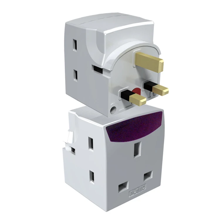 Many Hot Sale UK standard Multi Plug 3 Outlets Multi Wall Socket Plug Power strip