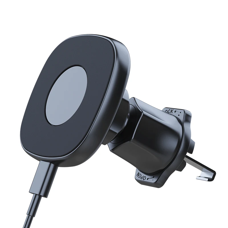 New Car Phone Holder Wireless Charger Magnetic Safe Phone Grip Narrow Type Air Vent Hook Mount Car Mobile Accessories