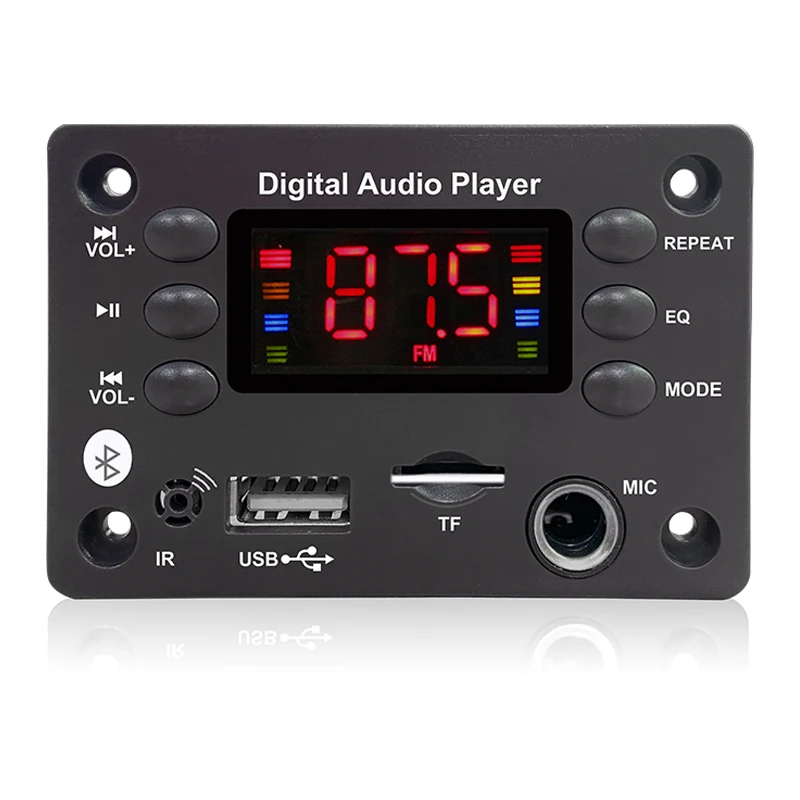 Large Screen Bluetooth MP3 Decoder Board Audio Amplifier Board Digital Audio Player Module 5V 12V FM Radio MIC EQ Remote Control