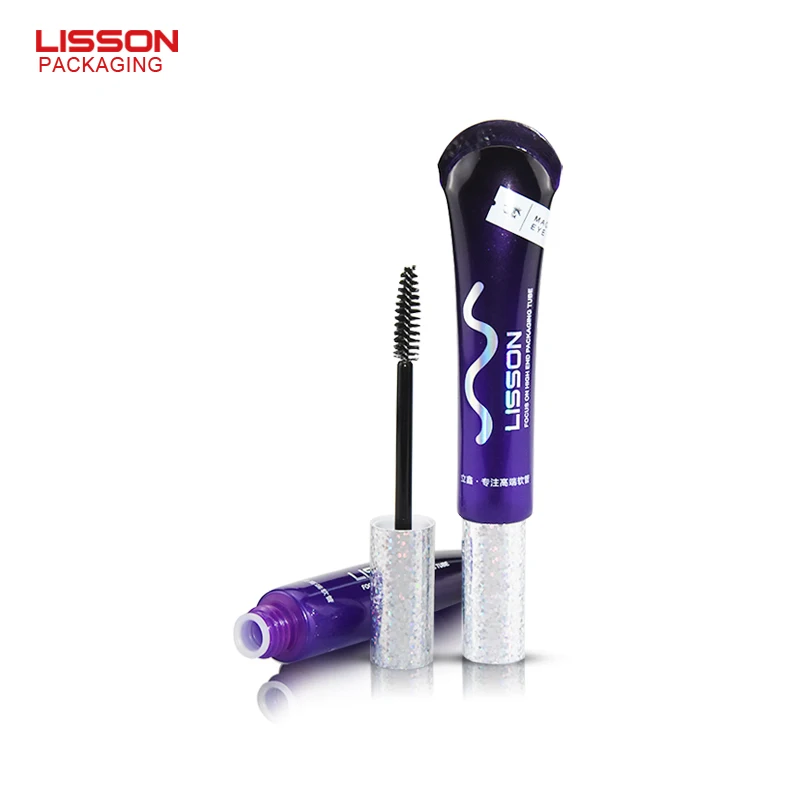 Wholesale Custom Soft Squeeze Cosmetic Mascara Wand Tube Packaging Black Plastic 10ml 15ml Empty Mascara Tube with Eyelash Brush