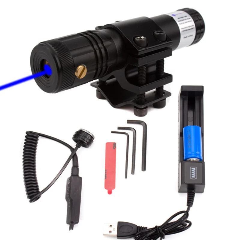 Blue Laser Sight Kit with Battery and Charger Extend Pressure Switch Hunting Scope Optic Laser