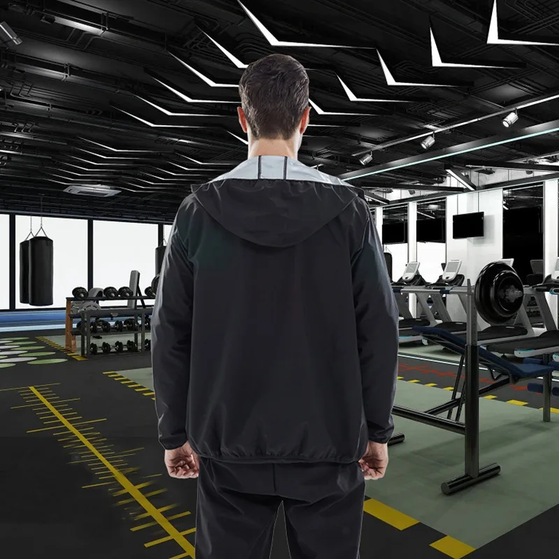 Vedo Men Sauna Suit Zipper Bodybuilding Coat Pants Weight Loss Magic Slimming Suit Shapewear Suana Suit
