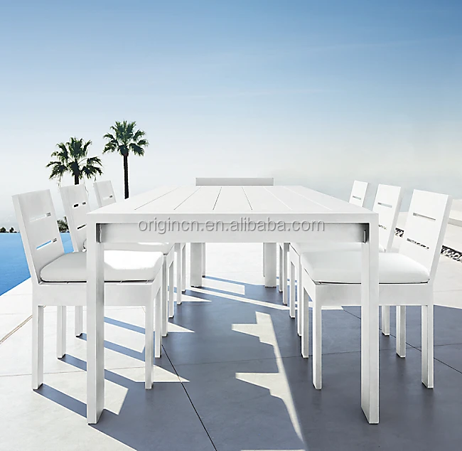 Outdoor Furniture Forged Rustproof Aluminium Metal Dining Table Side Chairs Set