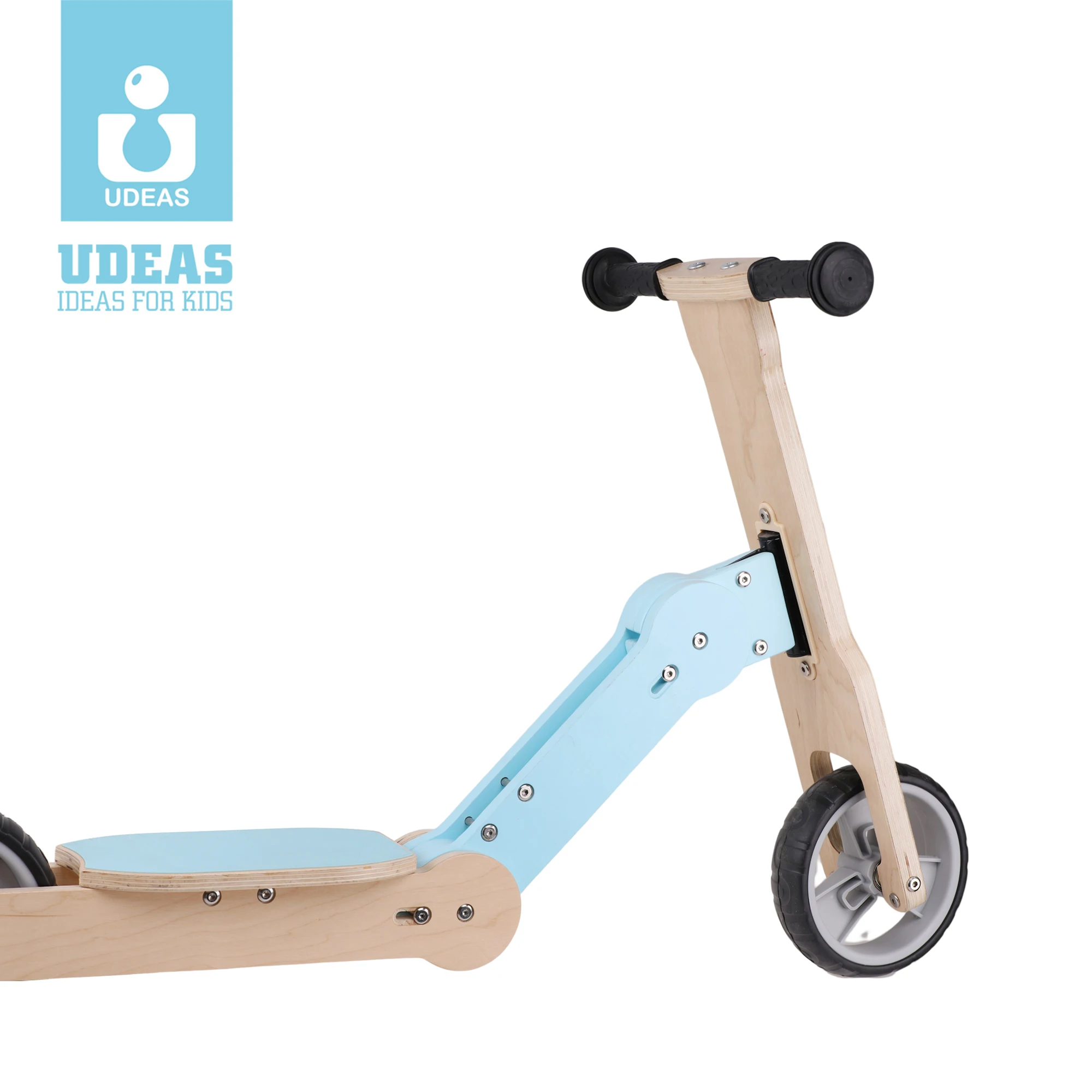 UDEAS 2 in 1Two Wheels Kick Scooter Wooden Kids Scooter with Balance bike