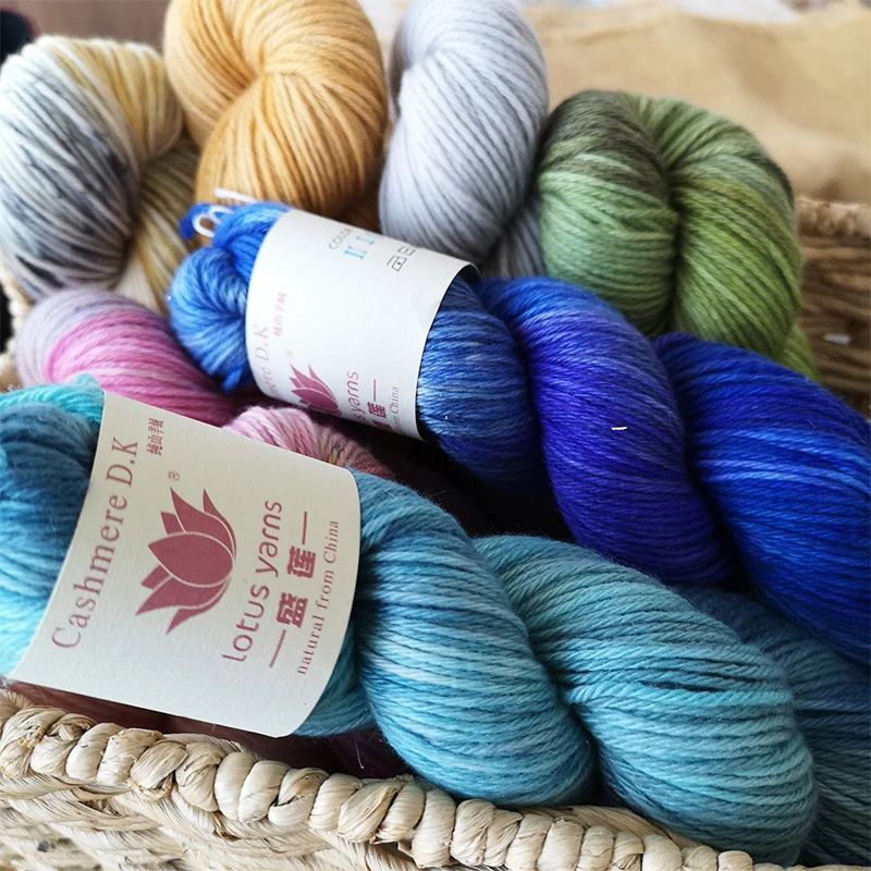 Lotus Handpainted pure cashmere dk yarn DIY knitting crochet weaving arts craft