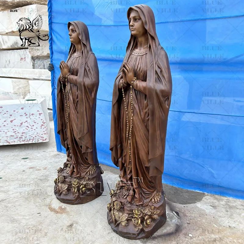 BLVE Custom Size Religious Our lady Lourdes Statue Brass Casting Statue Bronze  Virgin Mary Sculpture