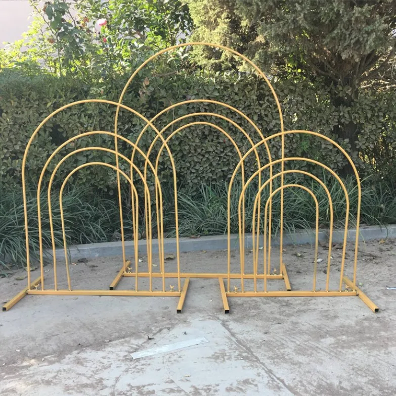 The New Metal Geometry Line Arch Stage Background Flower stand Welcome Decoration for Birthday Party a Set of 3 Pieces
