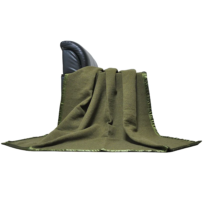 BLUE PHOENIX blanket for army 100% wool thick heavy winter refugee relief first aid satin trim army green color for NATO