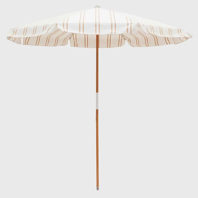 Large span and low profile UV 50+ polyester canvas canopy wood poles outdoor beach umbrella parasols with aluminium connector