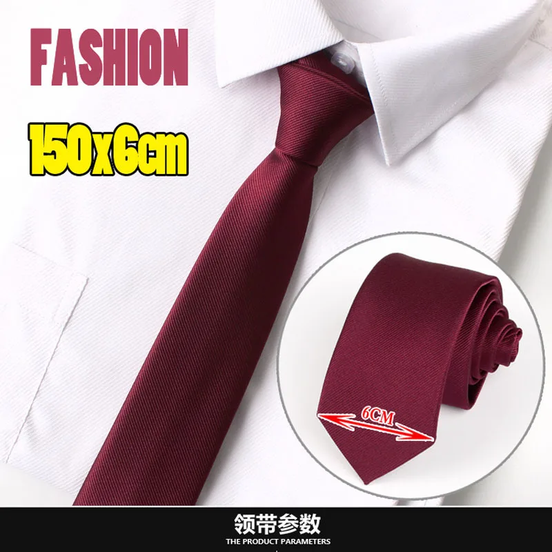 Classic Slim Size Red and Yellow Student School Ties in Plain Colours
