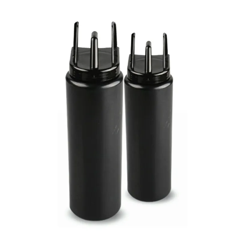 Special design black plastic spray water bottles BPA free sports bottle with chin rest lid