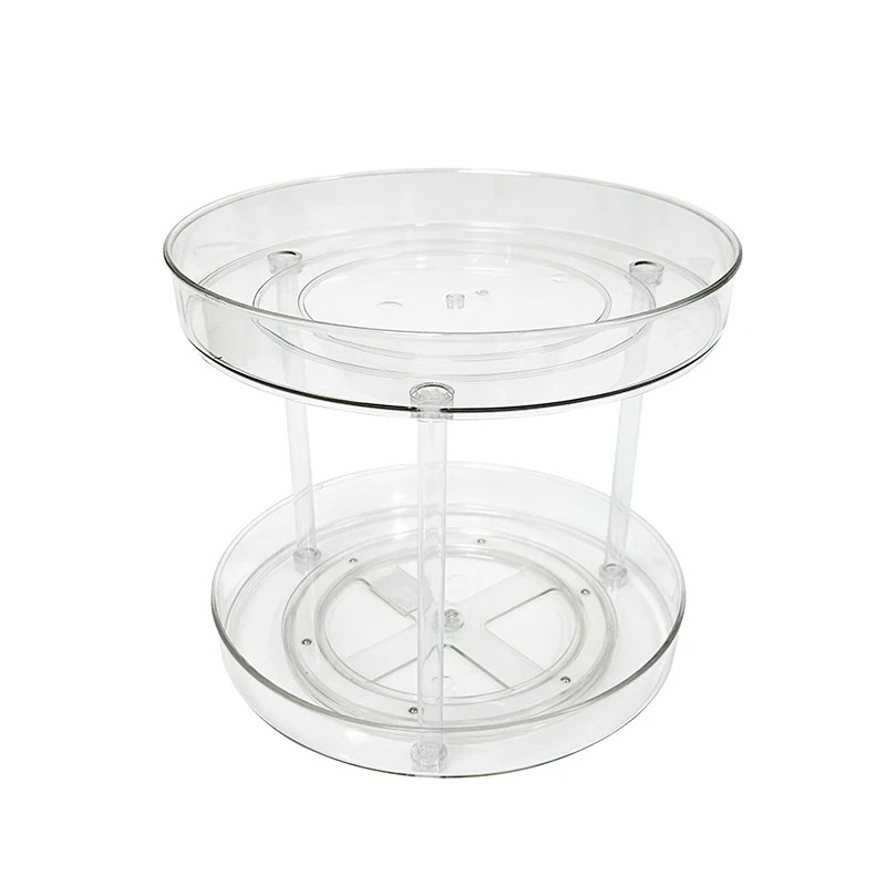 Two Layers Round Kitchen Turntable Organizer Decorative lazy susan Rotating Plastic Kitchen Organizer