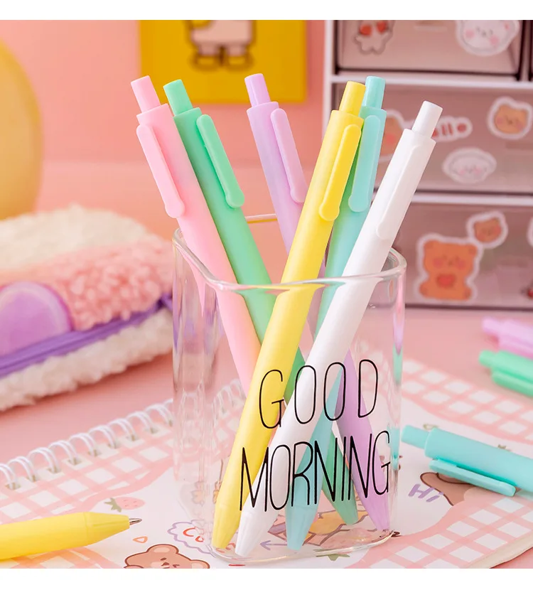Good Quality Custom Logo Soft plastic Barrel Jelly Candy Colour Retractable Gel Pen