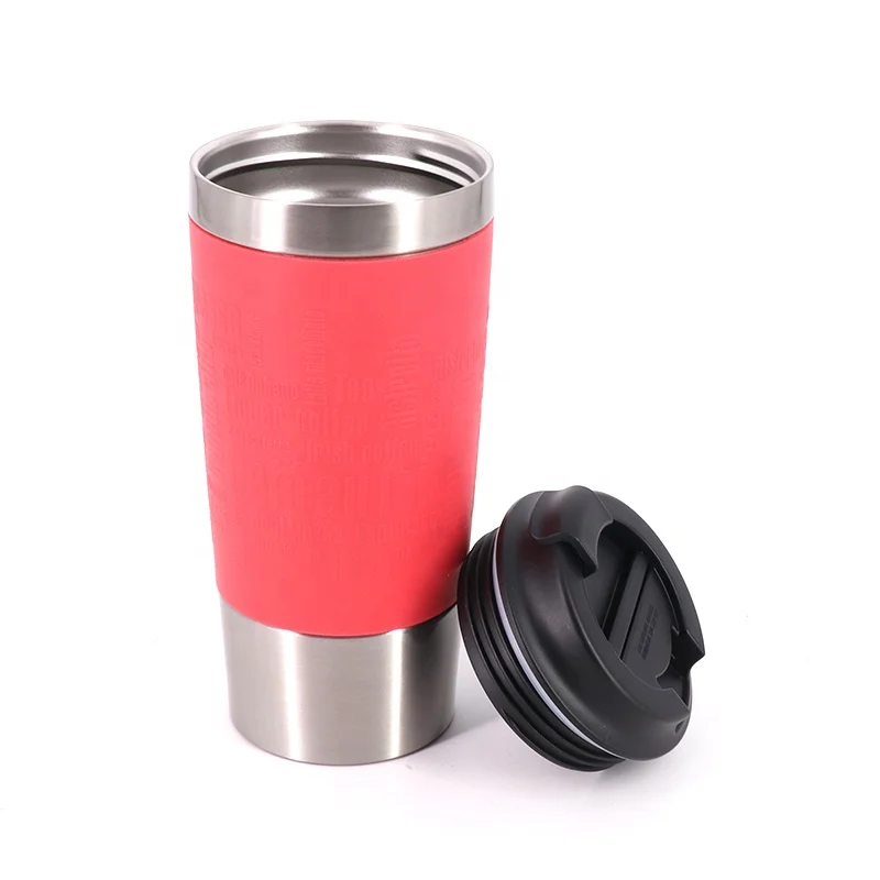 Outdoor Camping Travel Car 450 ml Stainless Steel Thermal Coffee Red Mug Vacuum Flask Mug