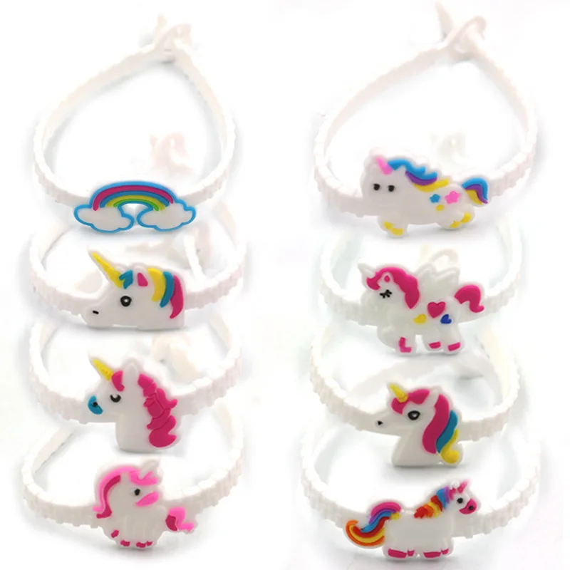 Wholesale Cute and Lovely Soft Cartoon Rubber Flamingo and Unicorn Animal Plastic Bracelets Educational Toys for Kids PUT008