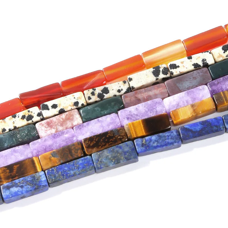 4*13mm Natural Stone Crystal Agate Rectangular DIY Square Beads For Jewelry Making