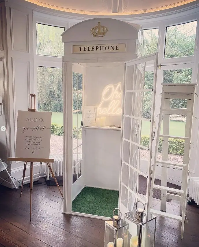 White Phone Booth For Wedding Hotel Shopping Mall Decor  Handmade Iron Crafts  White Telephone Booth