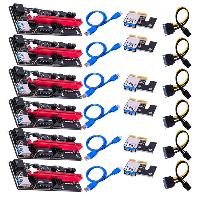  Новый черный VER 009S PCI-E Райзер 1X до 16X графическое расширение с 6 контактами 2 контактов для графического