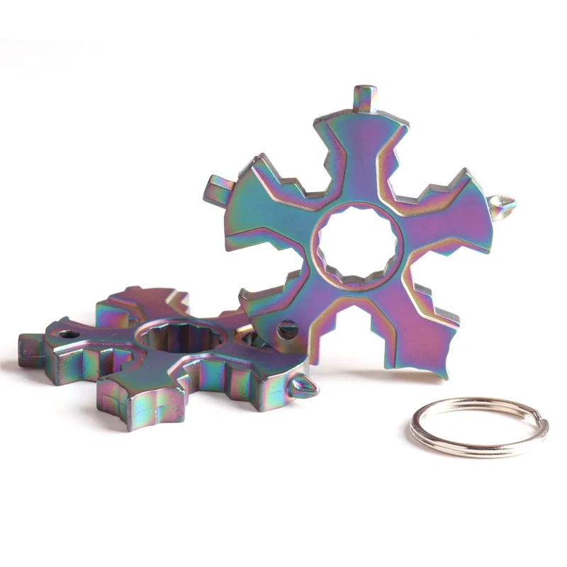 Snowflake Multi-Tool, EDC Tool 18-in-1 Multifunctional Snowflake Shape Stainless Steel Multi-Tool
