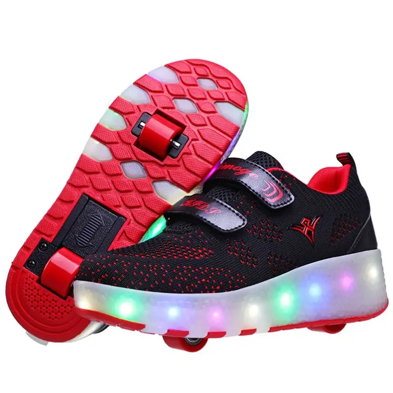  USB Rechargeable LED Light Up Roller Shoes YUNTI Wheel Skate Sneaker for Boys Girls