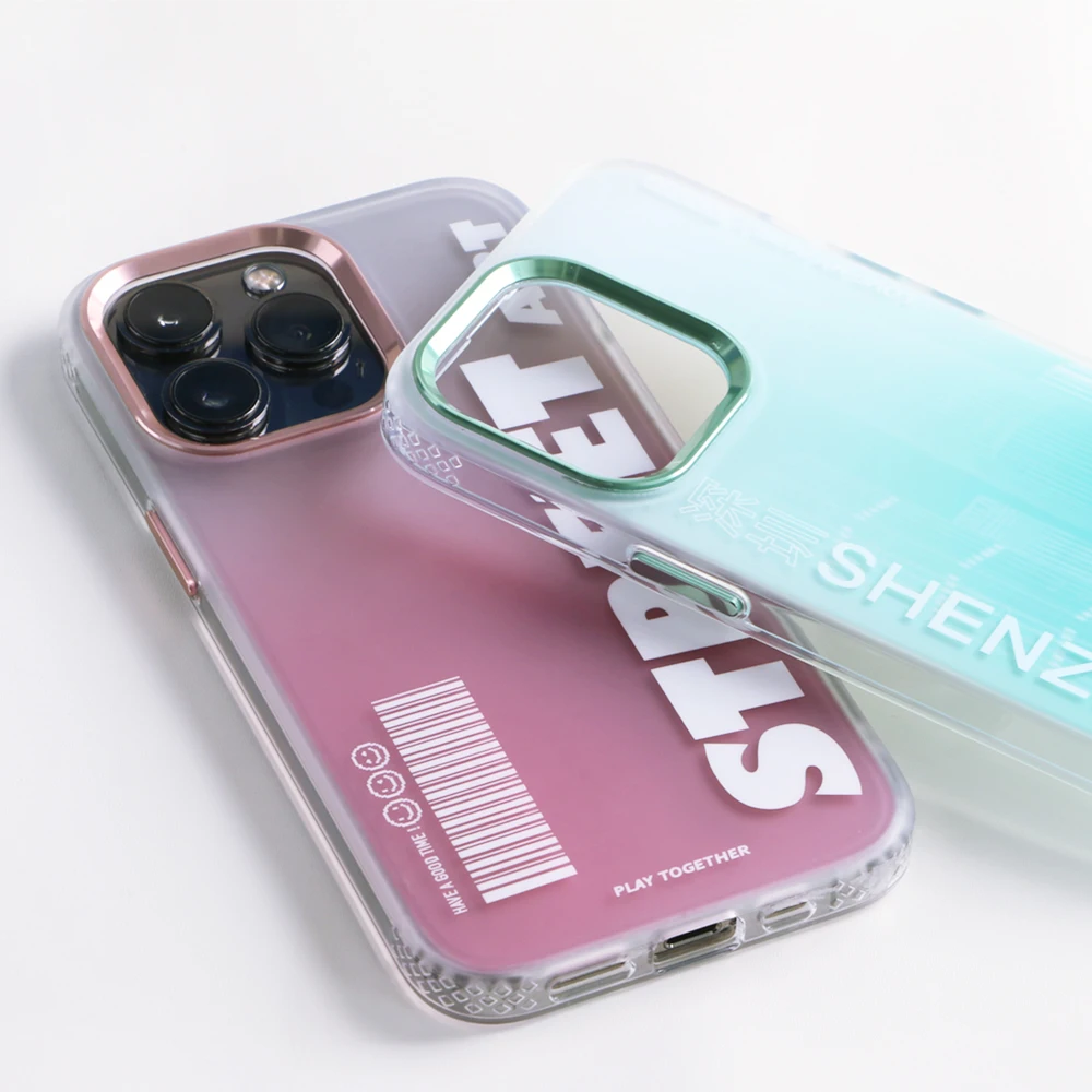 Screen Printing Cases matte texture Metal Camera Ring Protective mobile Phone cover for iPhone13 Pro Max