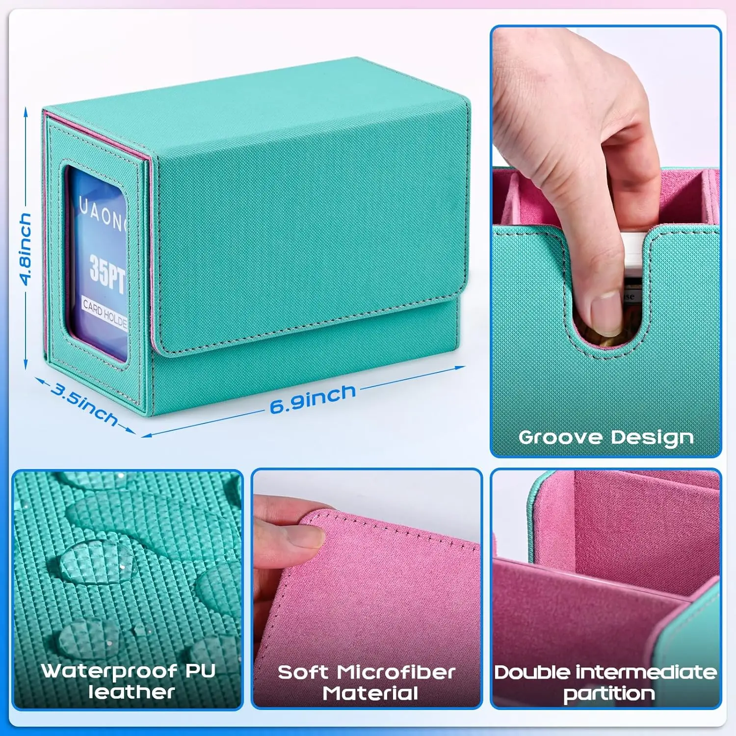 Custom logo Premium Game Cards Boxes Yugioh 100+ Cards Box storage card Pu Leather Deck Box for Gift