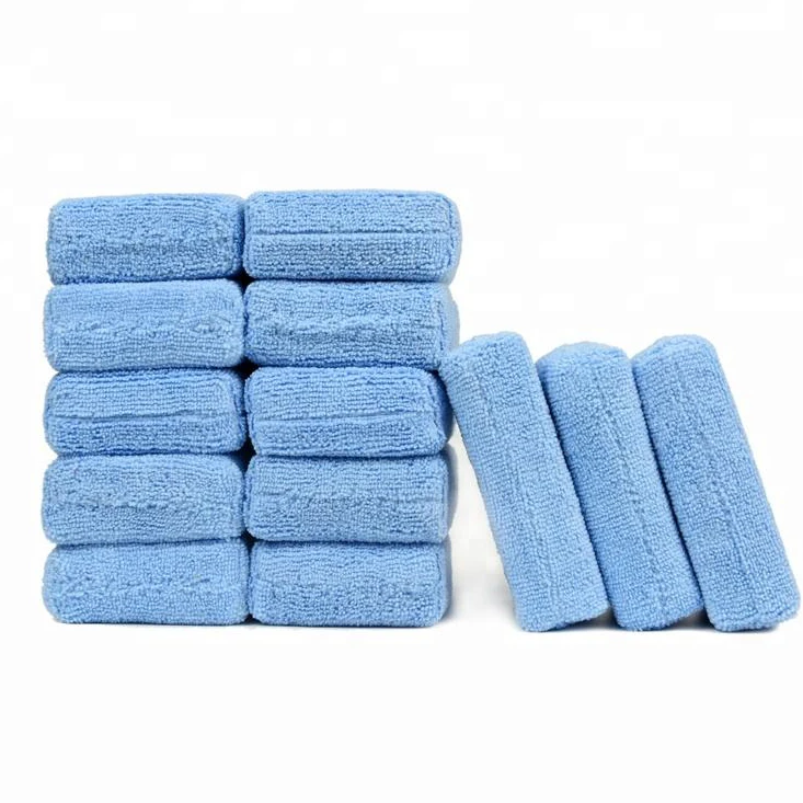 Professional supplier microfiber buffing towel plush ice cool 13x7.6x2.5cm blue Microfiber car pad