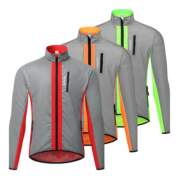 Cycling Windbreaker Reflective Jacket Windproof Bike Jacket Water Resistant Road Bicycle Long Jersey