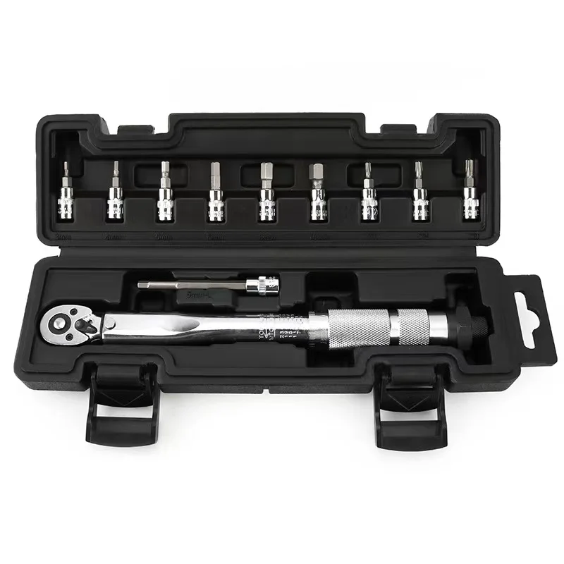 1/4 Inch Drive Torque Wrench Set 5-25Nm Torque Wrench Kit Includes Bit Sockets and Extension for Mountain Bikes