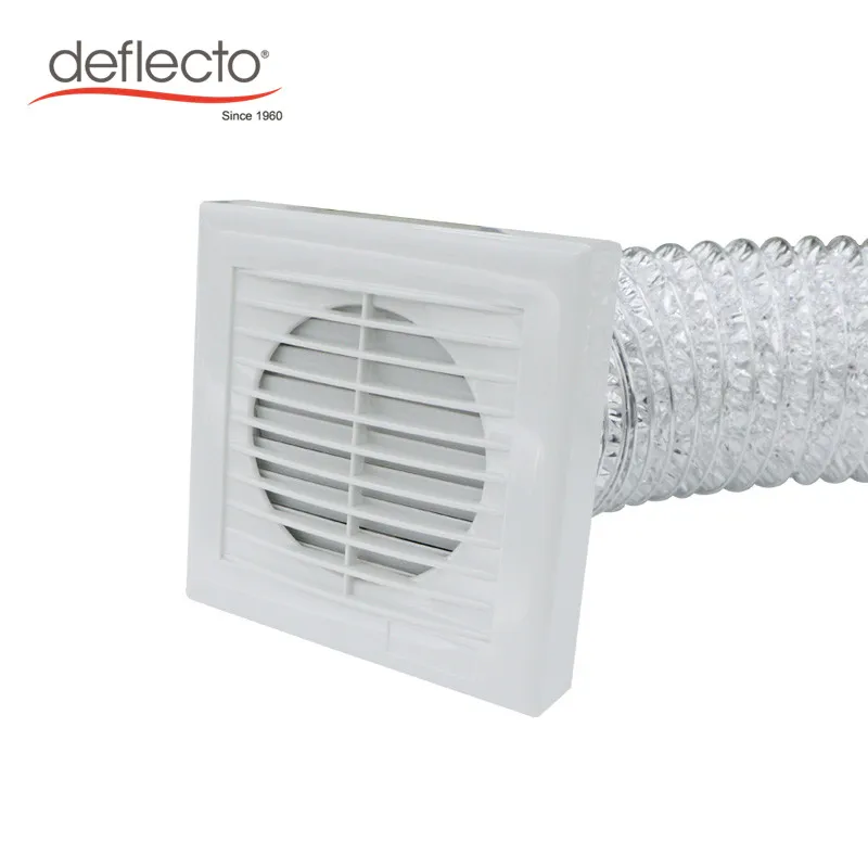Slim and Small Axial Flow Bathroom 4 Inch Ventilation Extractor Window and Wall Mount Fans Plastic White Square