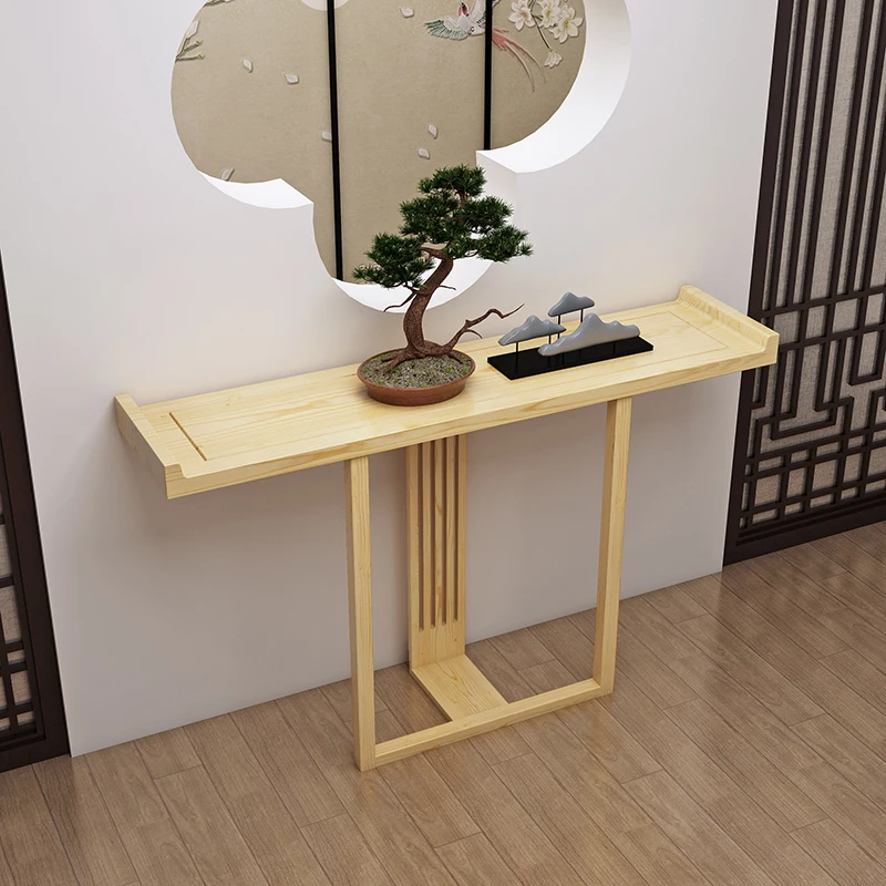 
New Chinese Style Entrance Table Against The Wall Modern Entry Narrow Table Simple Solid Wood Retro Entrance Hall Case 