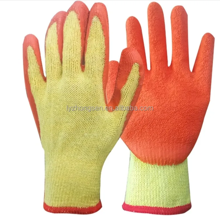 cheap 10 gauge Crinkle Cut Resistant Cotton Latex Coated Gloves