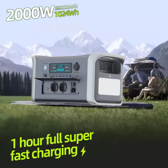 US Stock 1000 watt 2000 watt Camping Portable Power Supply 2000W Home Power Station Solar Generator For Household Outdoor