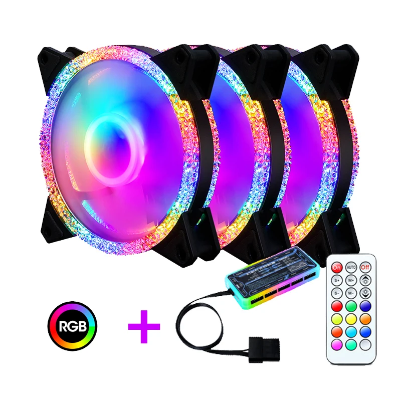 Цветной диодной подсветкой синхро ПК 120 мм RGB Вентилятор Комплект с контроллером для