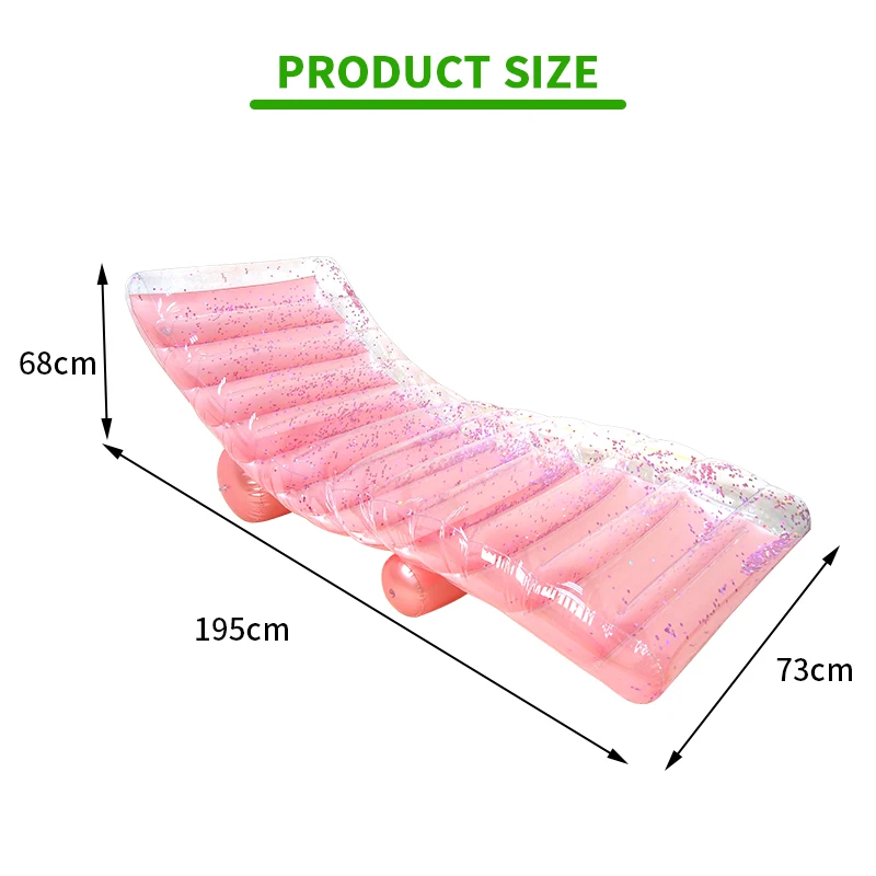 New design large pool lounge with glitter inside S shape pool float raft air mattress for water party