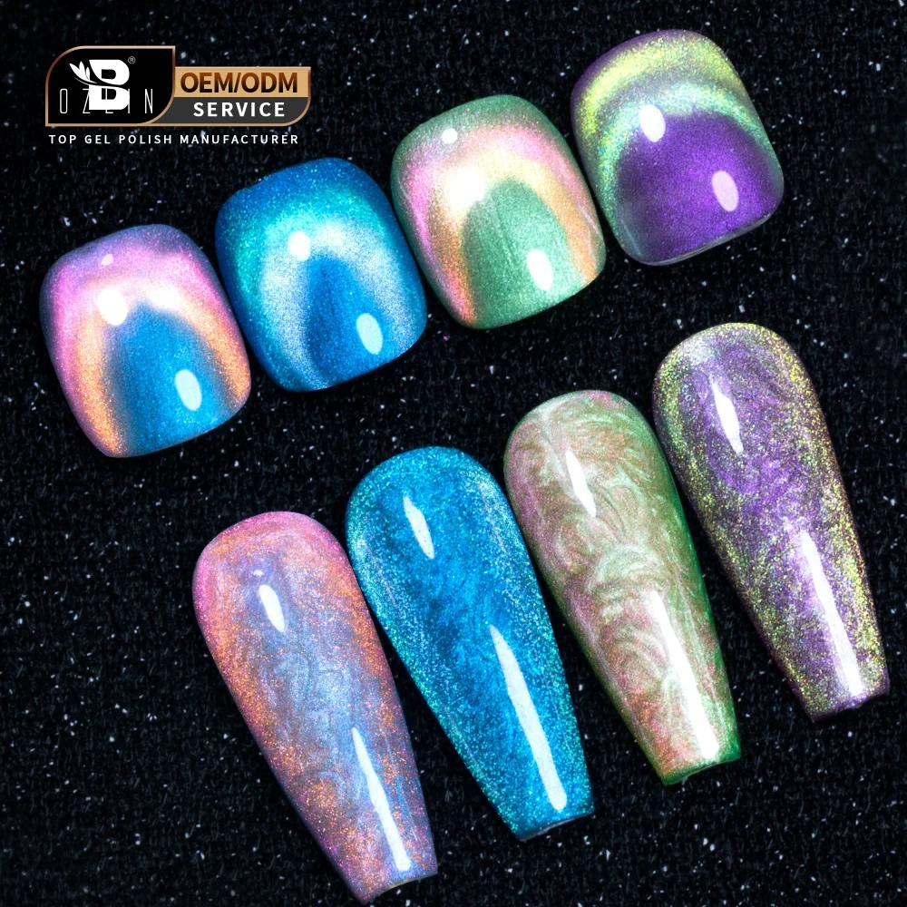 Factory Price 6 Color Fluorescent Aurora Thread Magnetic Soak Off UV Gel Cat Eye Nail Gel Polish