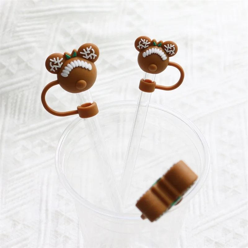 Custom 6-10mm Personal Customized Straw Cover Topper Rubber full Silicone Charms Straw Toppers For Tumbers Wholesale