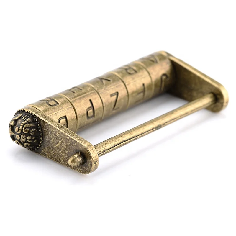 Antique Bronze Retro Combination Lock 5 Letter Zinc Alloy Password Lock Jewelry Box Padlock for Wooden Suitcase Drawer