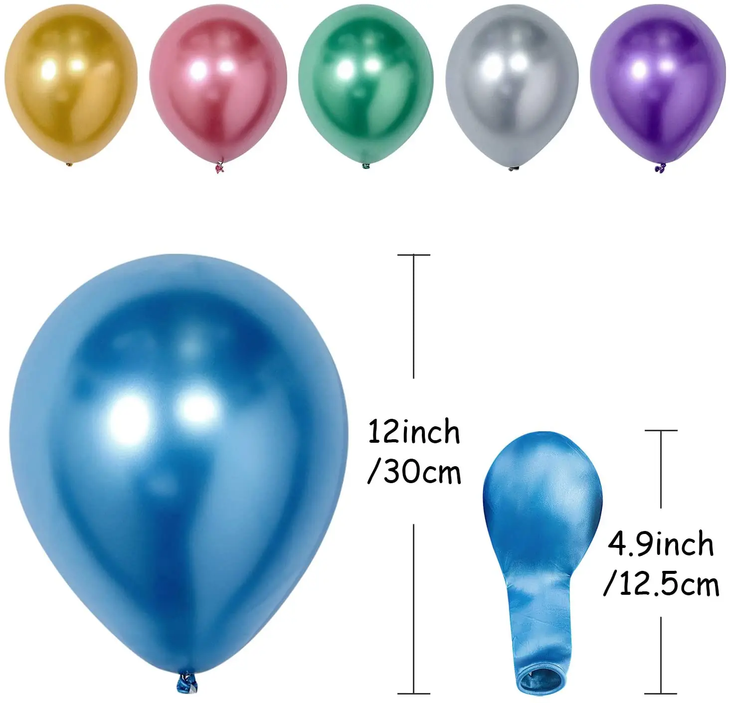 12inch Globos Metal Thick Cromado Metal Balloon Chrome Globo Metal Colors Inflatable for Birthday Party Decoration