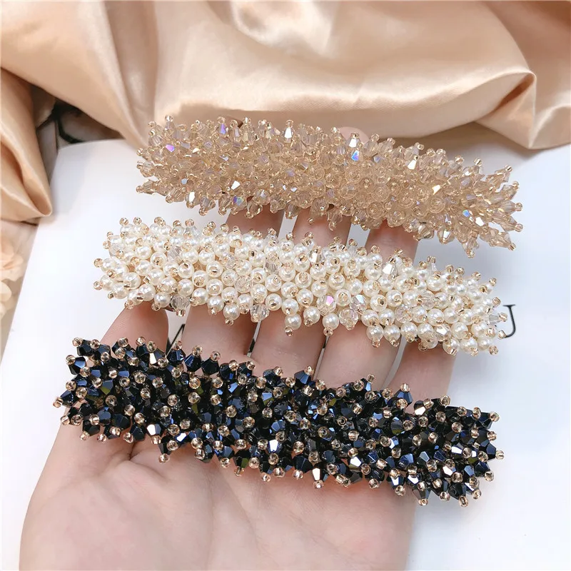 YANYE Classic Hand Beaded Pearl Crystal French Barrtte Spring Clip Hairpin Clip Hair Accessories