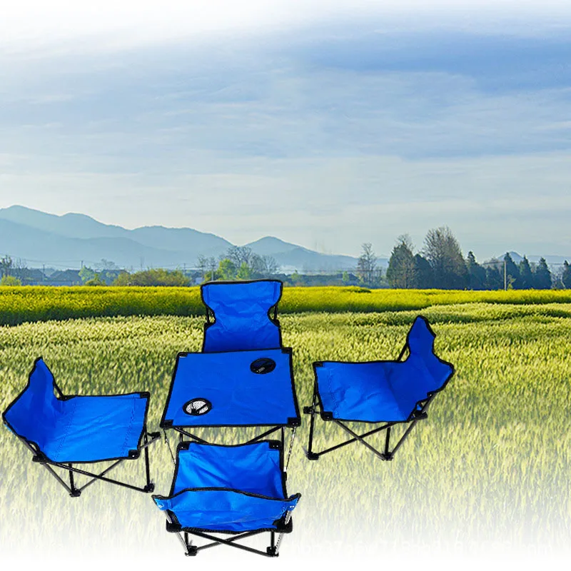 Hot sale Picnic Barbecue Outdoor Camping Nylon Portable Folding Table and Chairs Set Camping Kit
