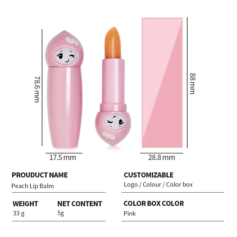 Peach flavor lip balm moisturizing lip discoloration lip balm spot no logo