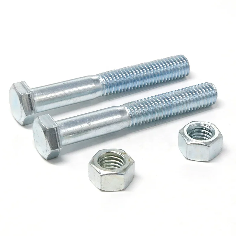 Professional Manufacturer blue white galvanized din933 grade class 4.8 hexagonal head bolt